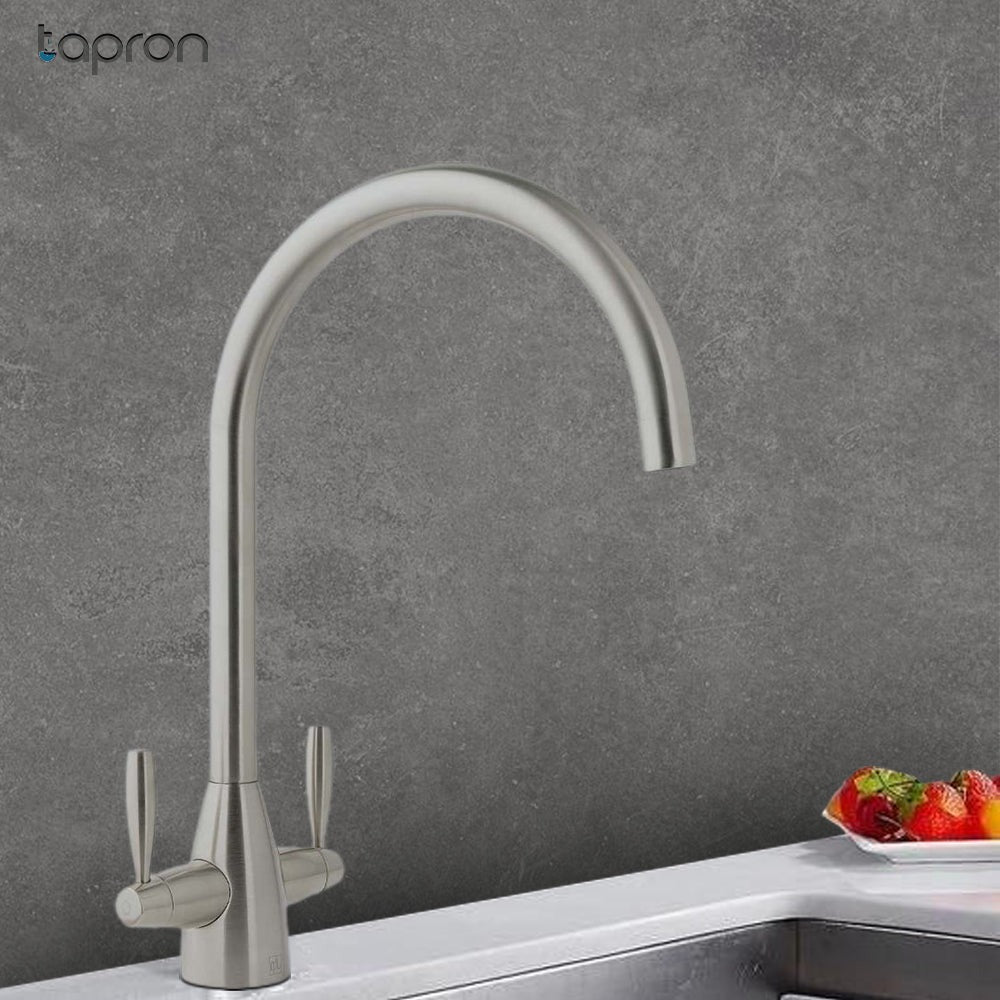 Blink Dual-Lever Mono Mixer Kitchen Tap - Stainless Steel
