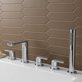 Brass 5 Tap Hole Bath Tap with Shower Kit - Chrome  Main image