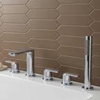 Brass 5 Tap Hole Bath Tap with Shower Kit - Chrome 