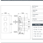 Bronze 2 Outlet 3 Handles  Concealed Thermostatic Shower Valve