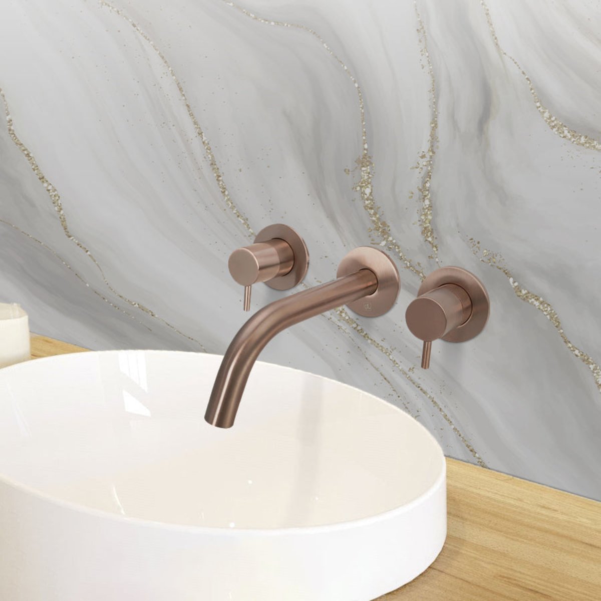 Bronze 3 Hole Wall Mounted Basin Mixer Tap 