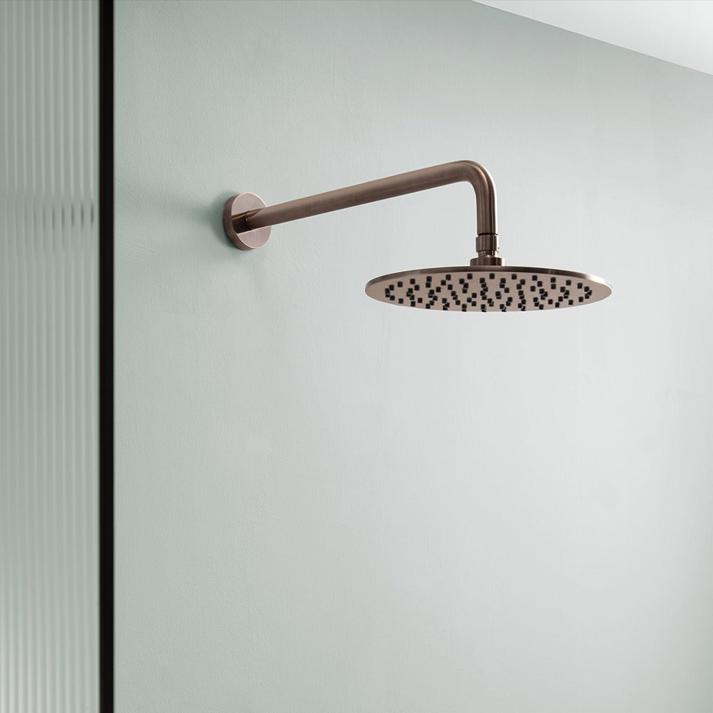 Bronze Rain Shower Head 250mm & Long Shower Arm - 400mm
