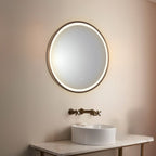 Circle brushed bronze bathroom led mirror