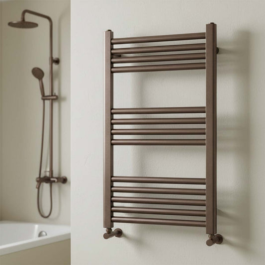 Brushed Bronze Towel Radiator 800mm x 500mm Dual Fuel