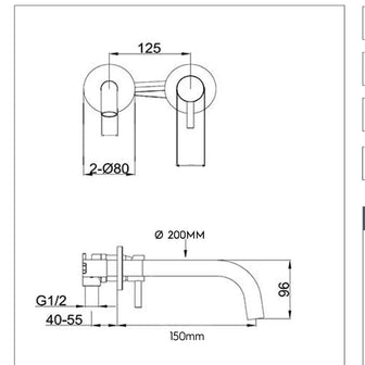 Brushed Black 2 Hole Basin Mixer with Knurled Handle 150mm Spout Secondary image