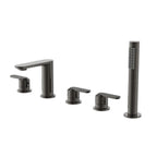 Brushed Black 5 Tap Hole Bath Shower Mixer Tap with Knurled Levers
