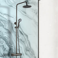 Brushed Black Exposed Thermostatic Rigid Riser Shower Kit with Round Handset
