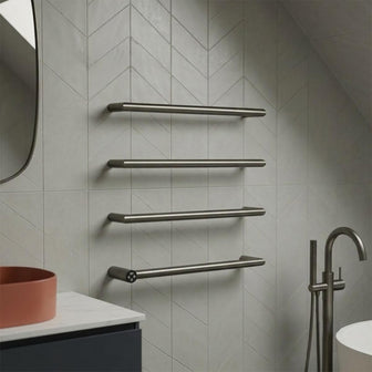 Brushed Black Round Bar Heated Dry Electric Towel Rail Main image