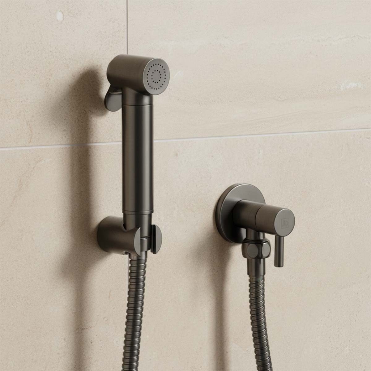 Round Douche Shower Spray Kit  - Brushed Black