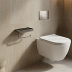 Brushed Black Toilet Roll Holder with Mobile Phone Shelf