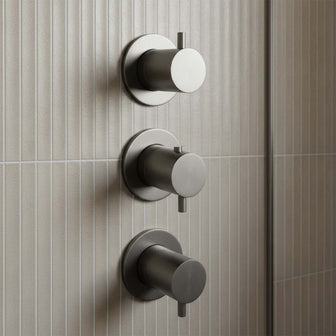 Brushed Black Vertical Thermostatic Concealed 2 Outlet Shower Valve  Main image