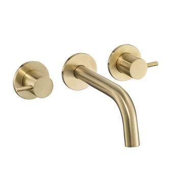 Brushed Brass 3 Hole Wall Mounted Basin Mixer Secondary image