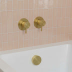 Brushed Brass Bath Filler Valves Wall Mounted