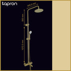 Brushed Brass Thermostatic Bar valve 3 outlets - Dimension