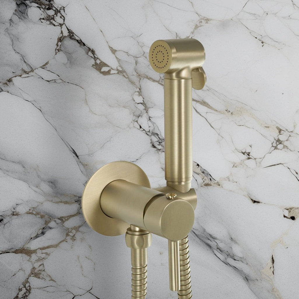 Brushed Brass Douche Shower Spray Kit Cold and Hot Operation
