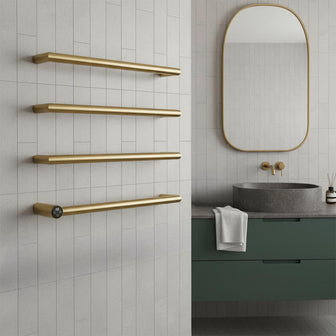 Brushed Brass Dry Electric Towel Rail Main image