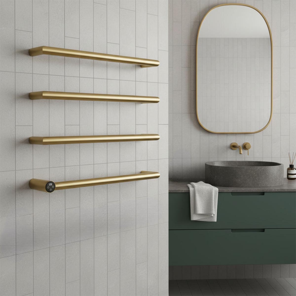 Brushed Brass Dry Electric Towel Rail