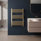 Brushed Brass Dual Fuel Towel Rail 800mm x 600mm