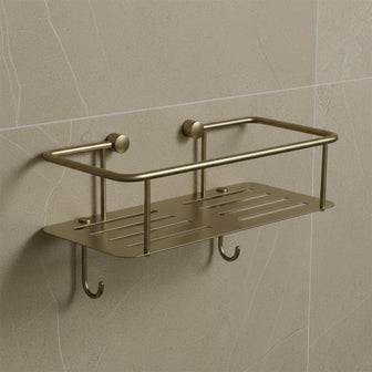 Brushed Brass Single tier  Square Shower Basket 300mm Main image