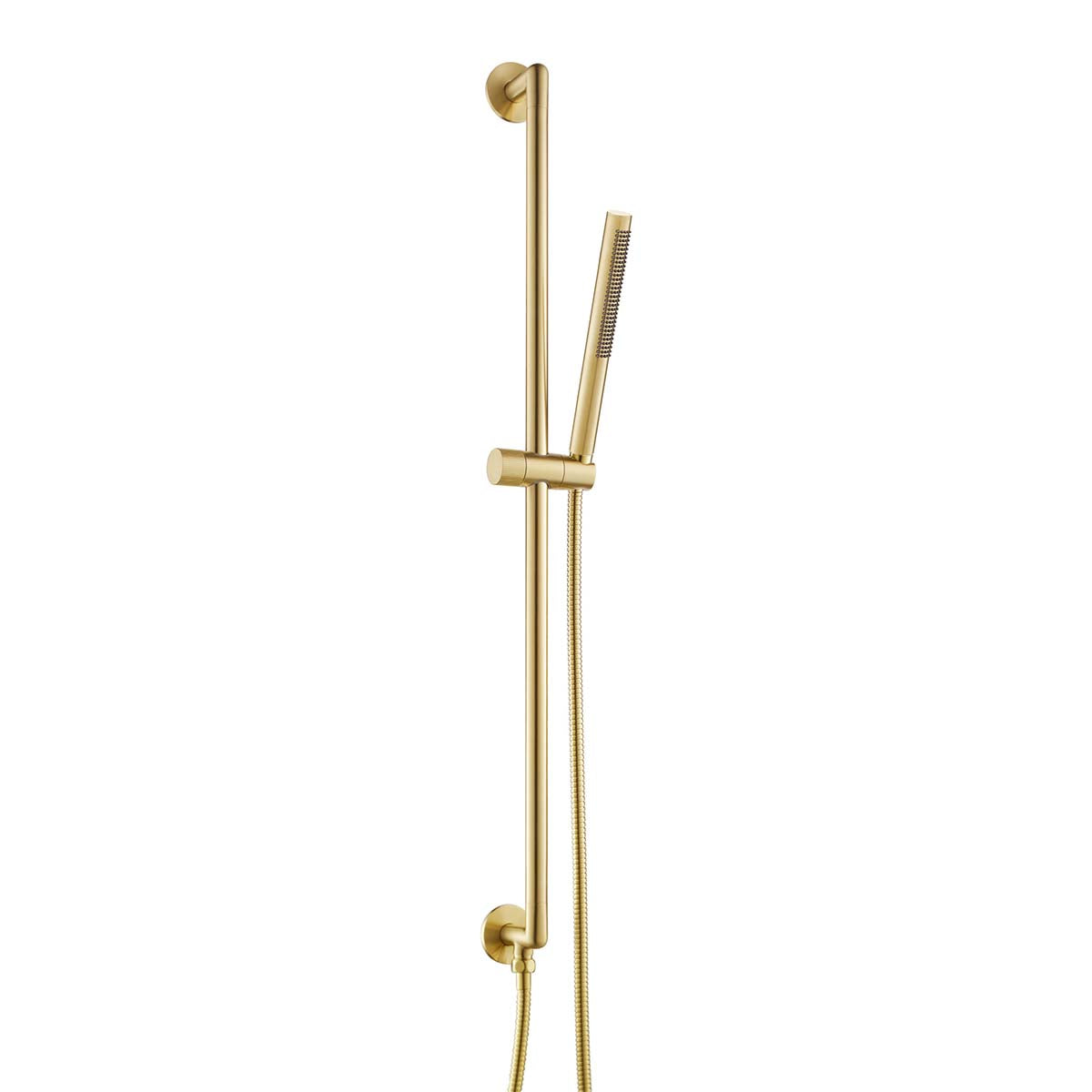 Brushed Brass Slide Rail with Single Function Shower Handset and Hose
