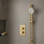 Brushed Brass Slider Rail Shower Kit with Multi-Function Shower Handset