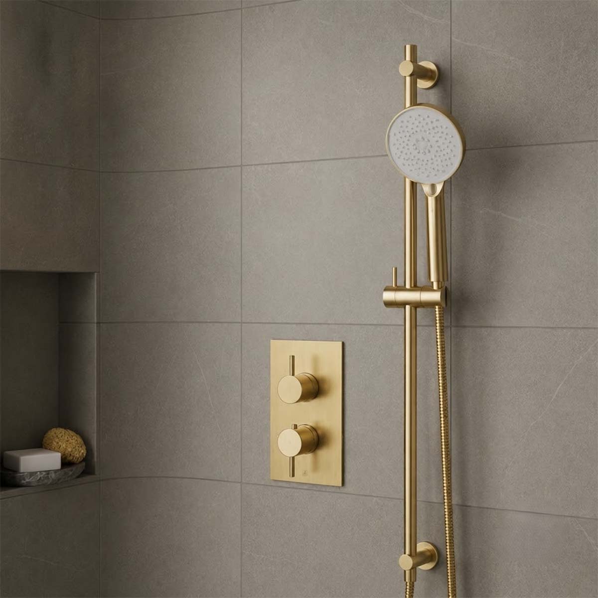 Brushed Brass Slider Rail Shower Kit with Multi-Function Shower Handset