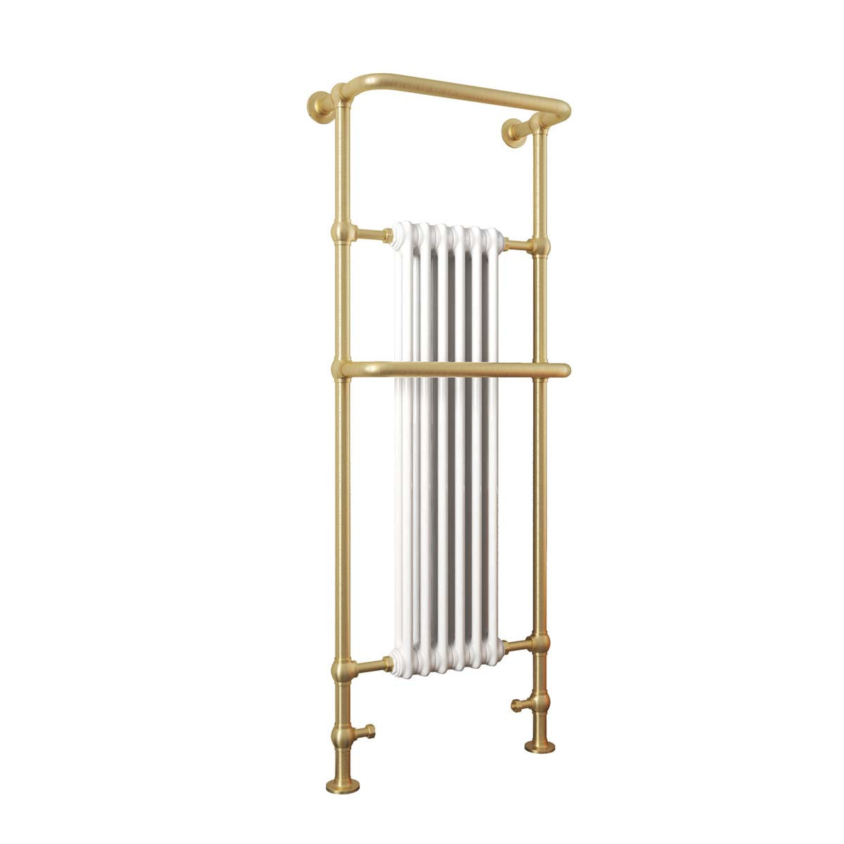 Brushed Brass Towel Radiator with Two Overhanging Rails - 1500mm x 574mm