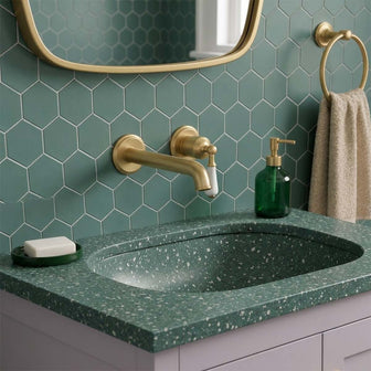Brushed Brass Traditional Basin Mixer Tap with White Ceramic Single Lever  Main image