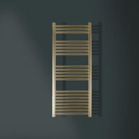 Brushed Brass Vertical Heated Towel Rail Gold Radiator 1200mm x 500mm - Dual Fuel

