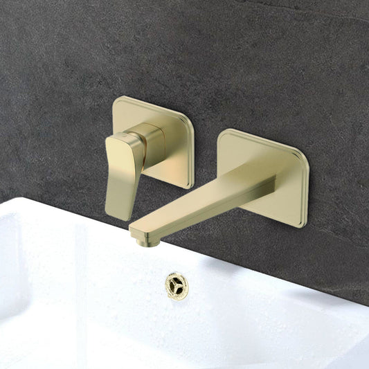 Brushed Brass basin mixer tap wall mounted 1200