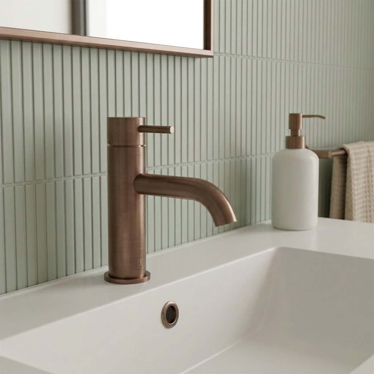 Brushed Bronze Deck Mounted Single Lever Mono Basin Mixer Tap 