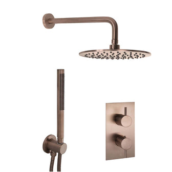 2 Outlet Concealed Thermostatic Shower Set with Shower Head, Arm and Handset - Brushed Bronze Secondary image