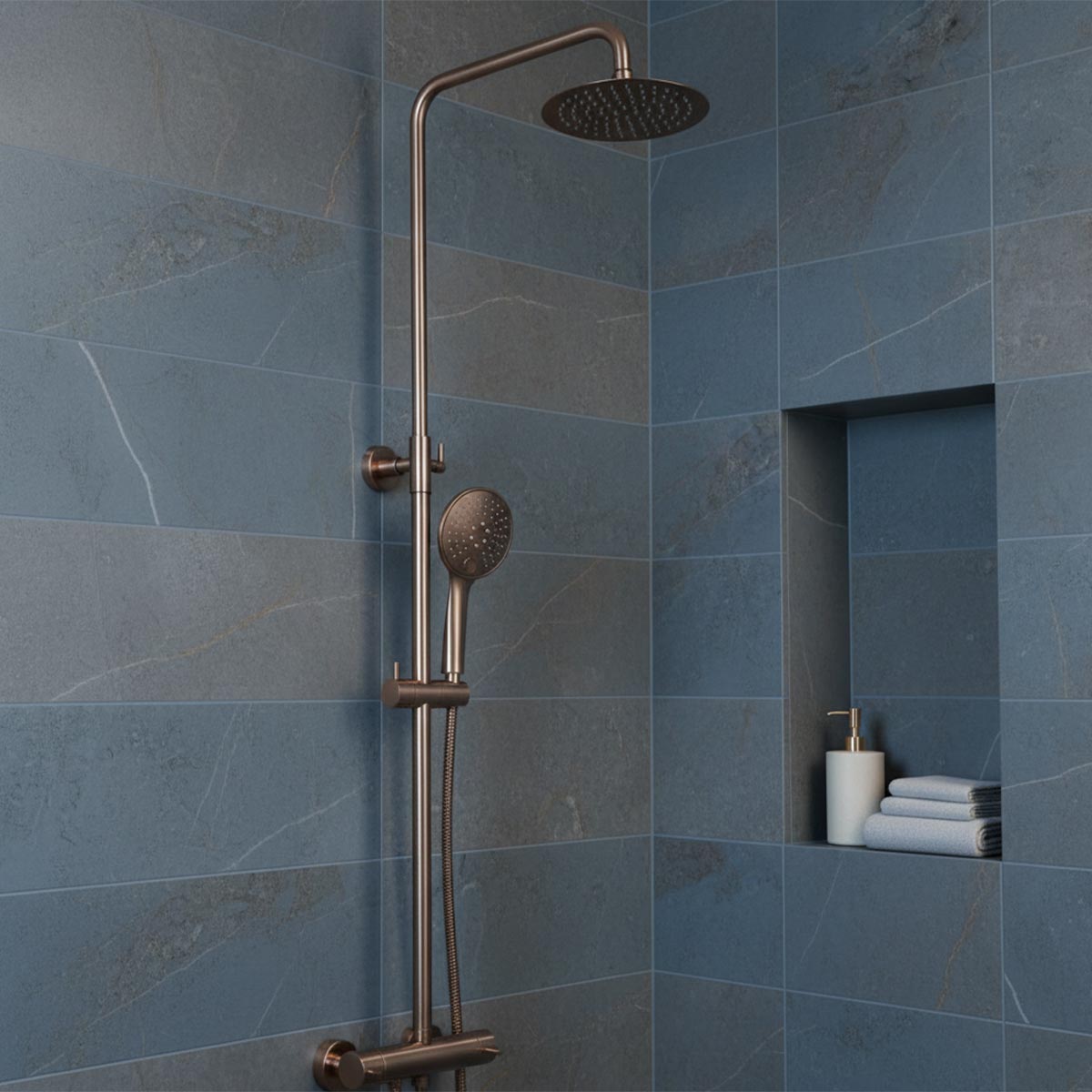 Brushed Bronze 2 Outlet Cool Touch Exposed Shower Set