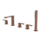 Brushed Bronze 5 Tap Hole Bath Shower Mixer Tap with Knurled Levers