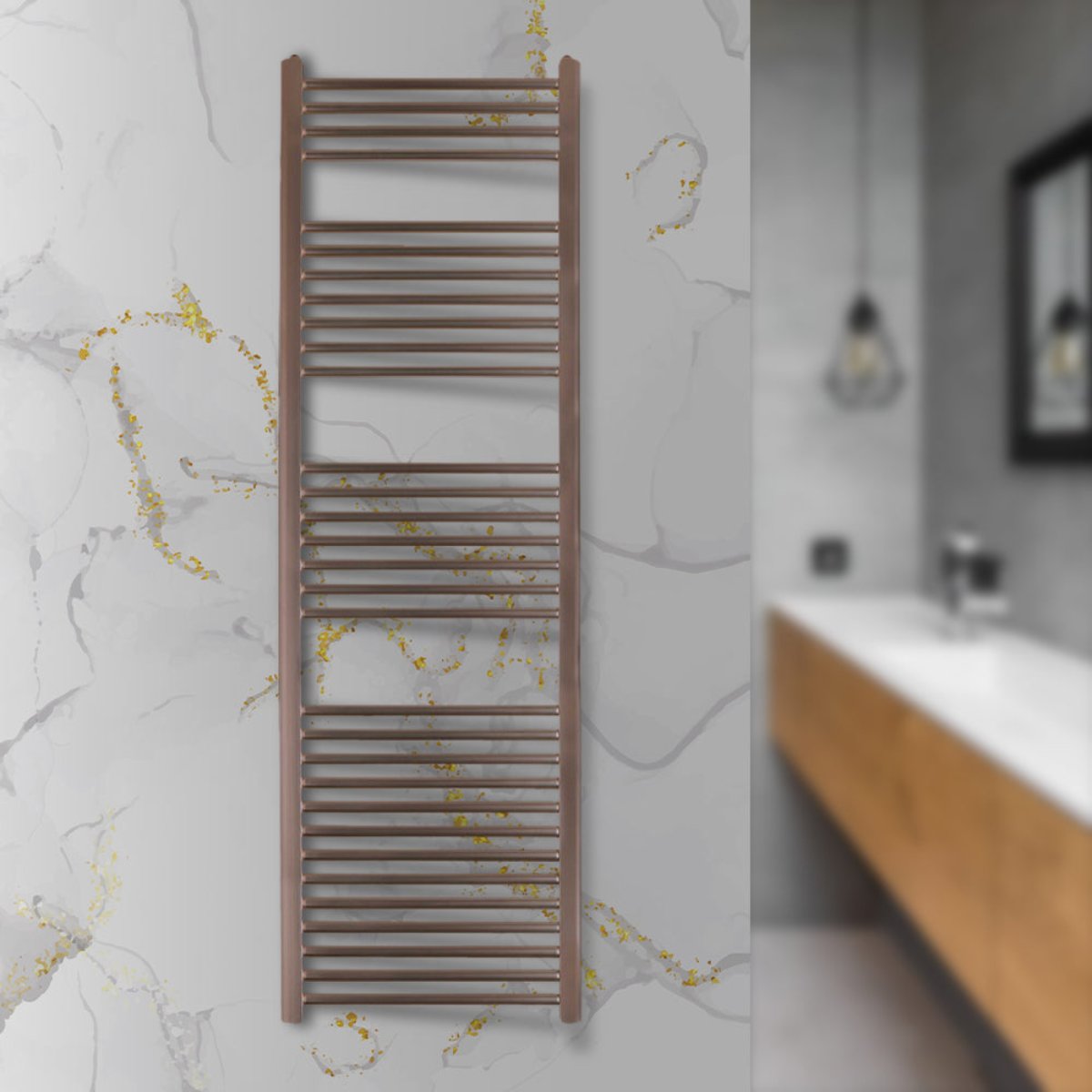 Brushed Bronze Heated Towel Rail 1600mm X 500mm - Dual Fuel Secondary image