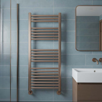 Brushed Bronze Heated Towel Rail Radiator 1200mm x 500mm - Dual Fuel Main image