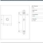 Brushed Bronze Square Ceiling Shower Arm 150mm TECHNICAL DETAILS