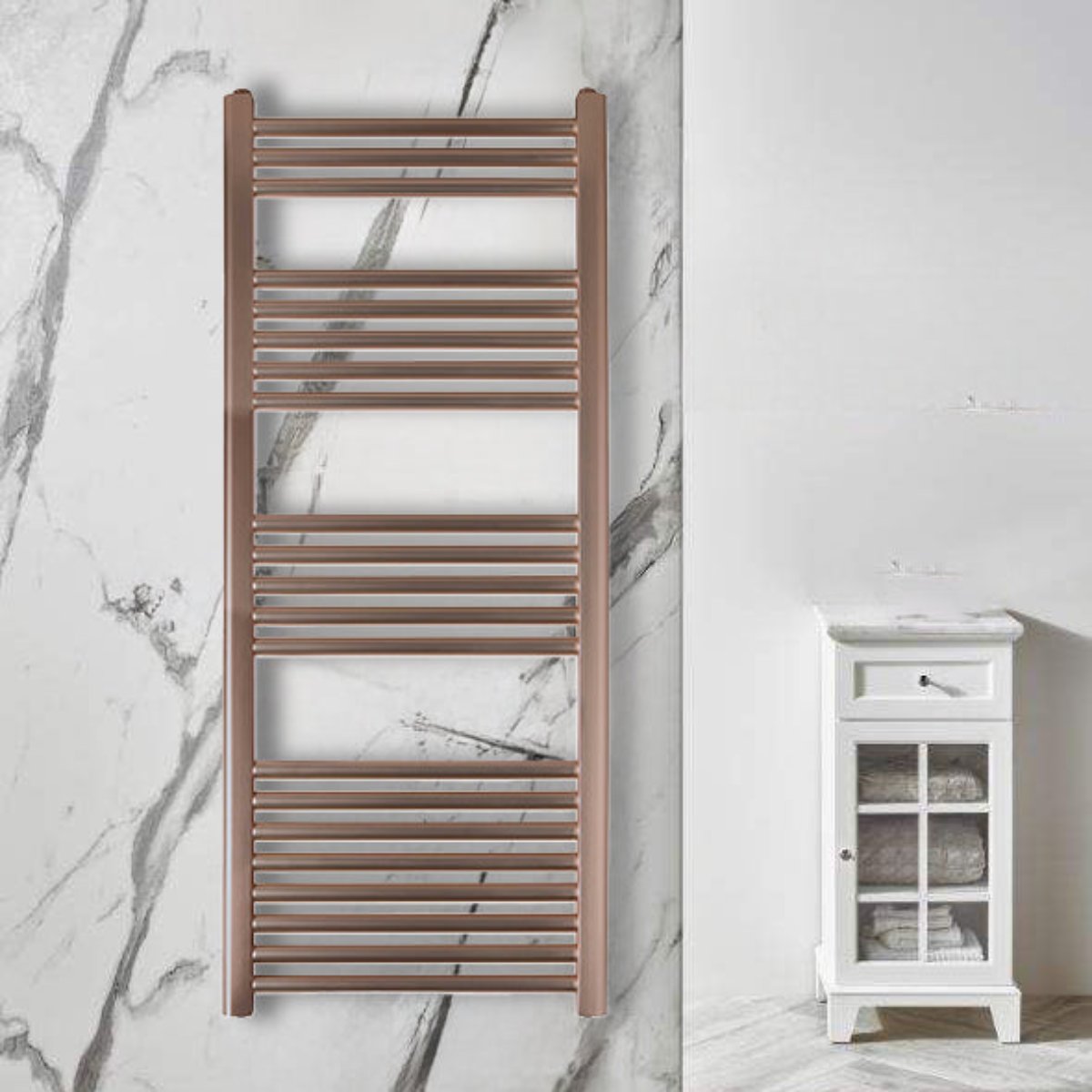 Brushed Bronze Heated Towel Rail Radiator 1200mm x 500mm - Dual Fuel Main image