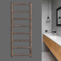 Brushed Bronze Vertical Heated Towel Rail Radiator 1200mm x 500mm - Dual Fuel
