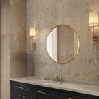 Brushed Gold Round Bathroom Mirror without Light