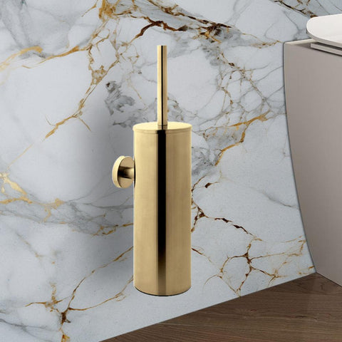 Brushed Gold wall mounted toilet brush holder