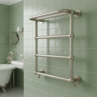 Brushed Nickel Wall Mounted Dual Fuel Towel Rail 720mm Main image
