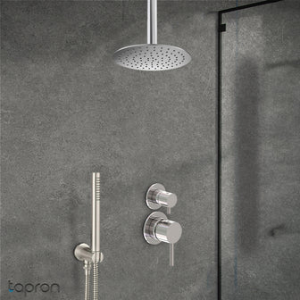 Brushed Stainless Steel Concealed Manual Diverted Valve 2 Outlets Secondary image