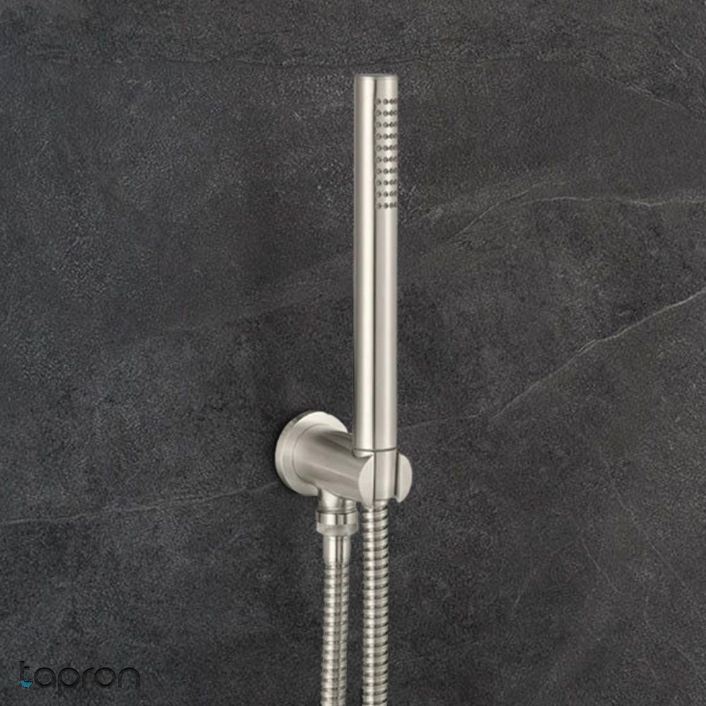 Brushed Stainless Steel Holder wit Hose and Slim Hand Shower
