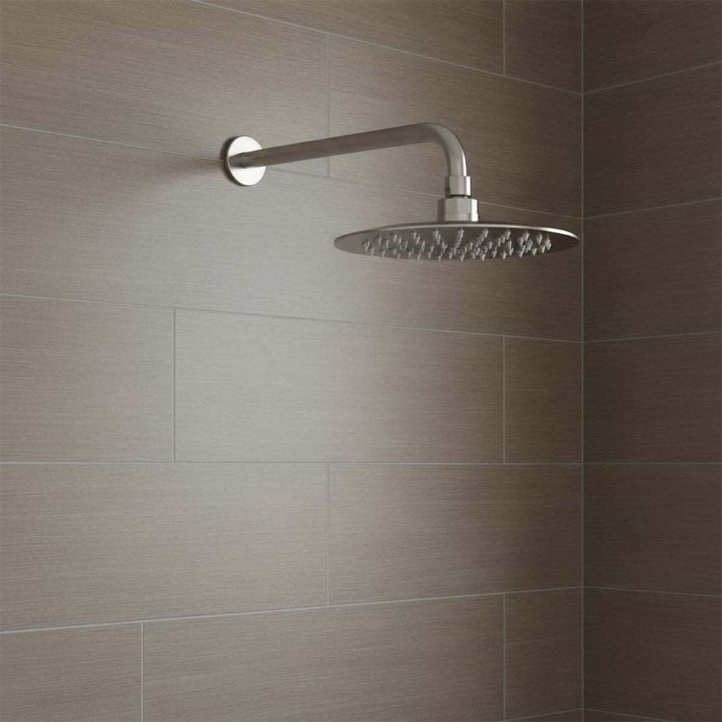 Brushed Stainless Steel Round Wall Shower Arm - 400mm