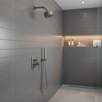 Brushed Stainless Steel Short Wall Mounted Shower Arm - 200mm Main image