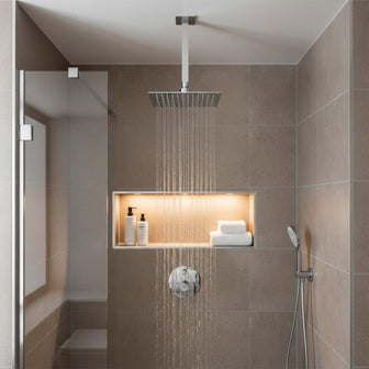 Brushed Stainless Steel Shower Head 250mm and Shower Arm 200mm  Main image