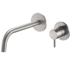 Brushed Stainless Steel Single Lever Wall Mounted Basin Taps