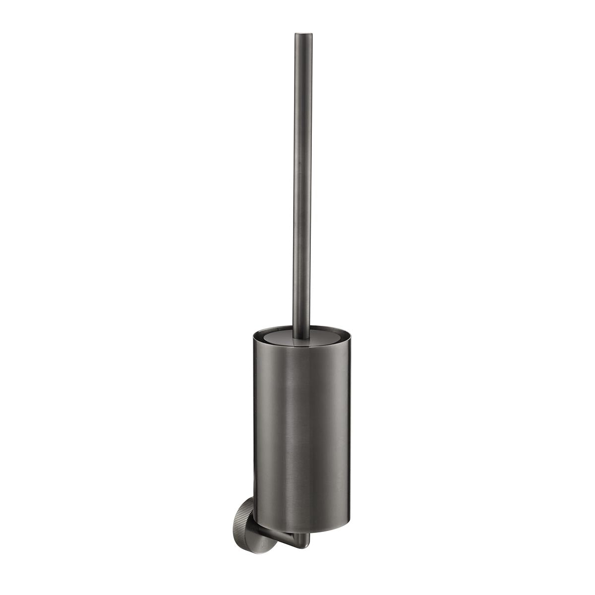 Brushed black toilet brush and holder