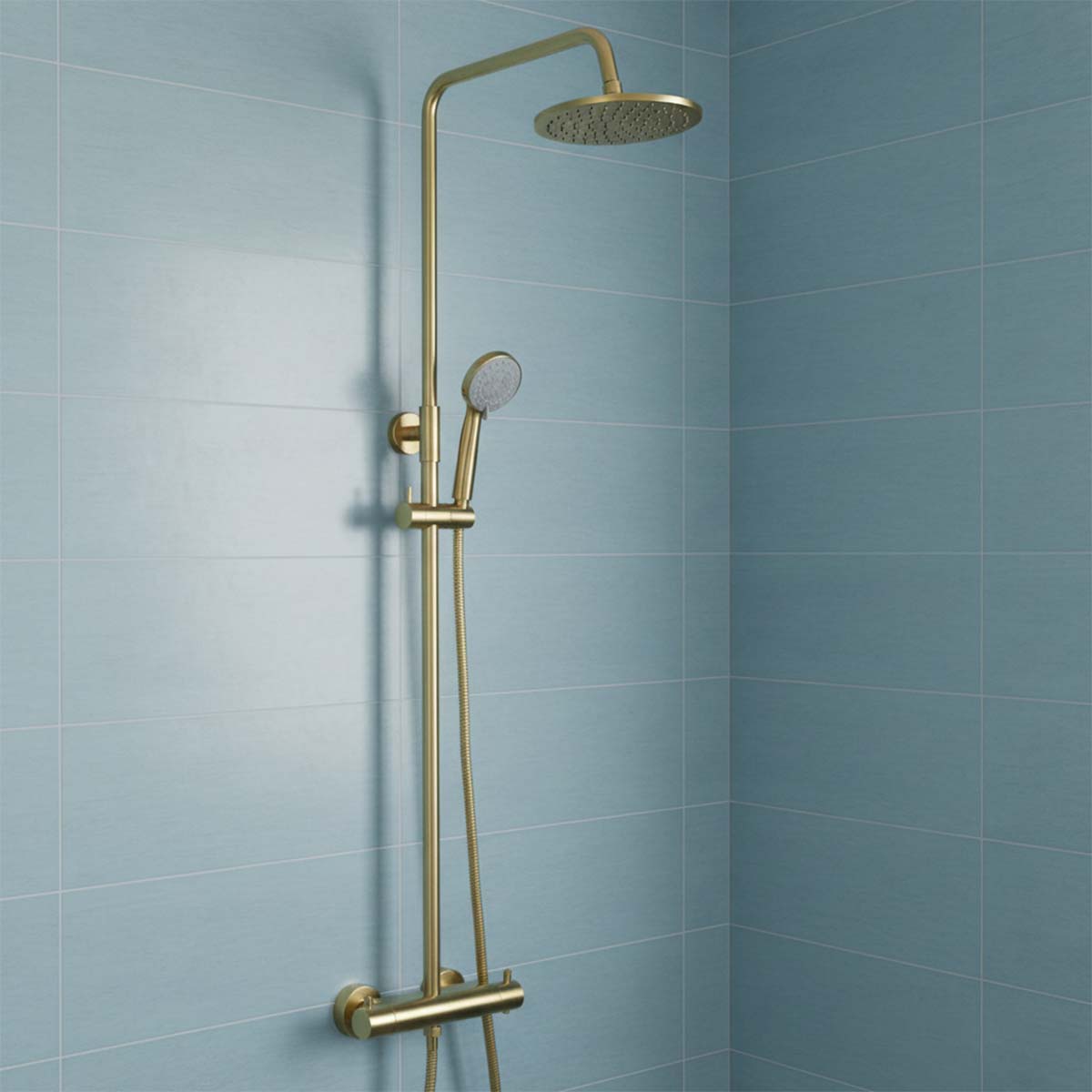 Brushed brass shower rigid riser kit Main image